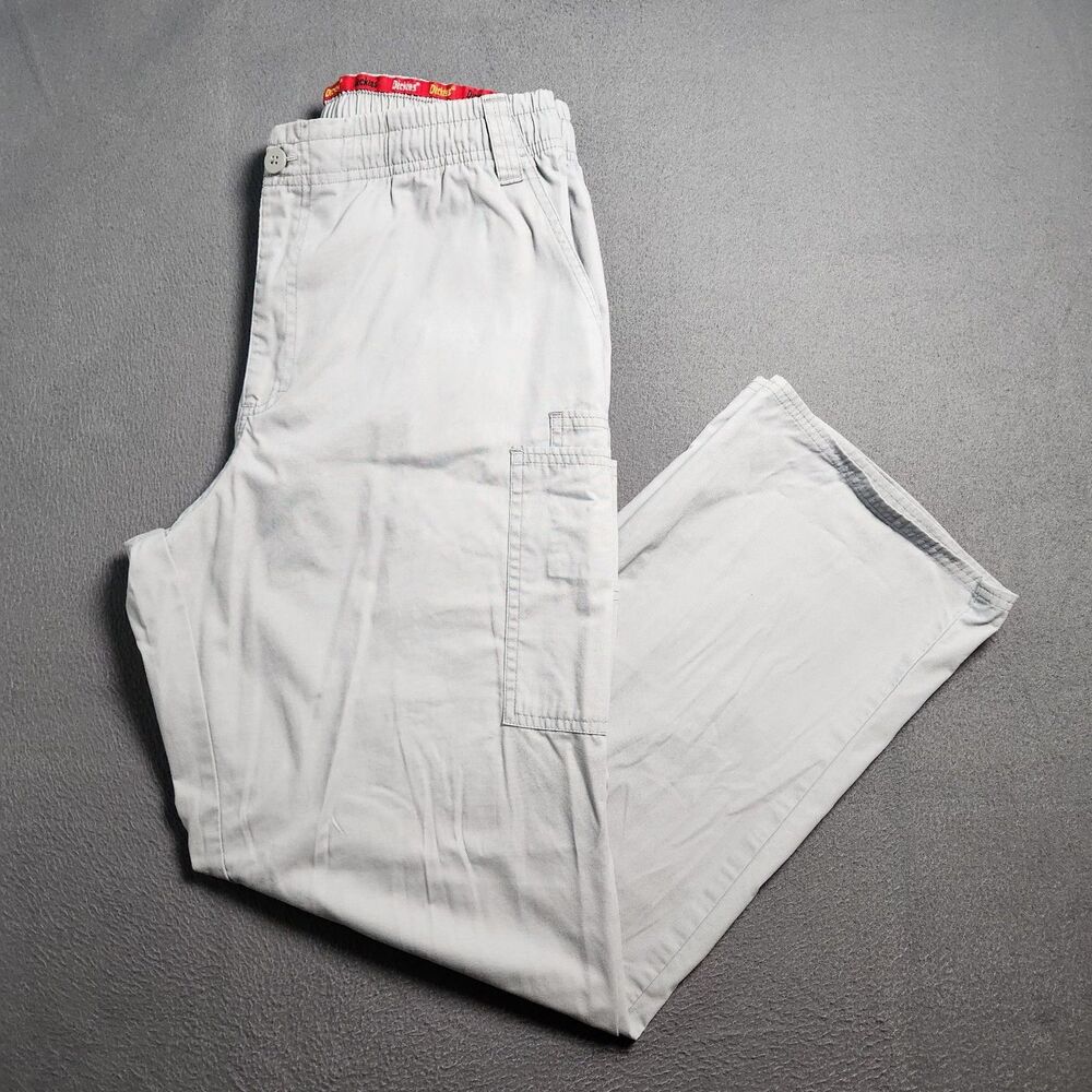 Dickies Men L Gray Medical Scrub Straight Leg Cargo Pants